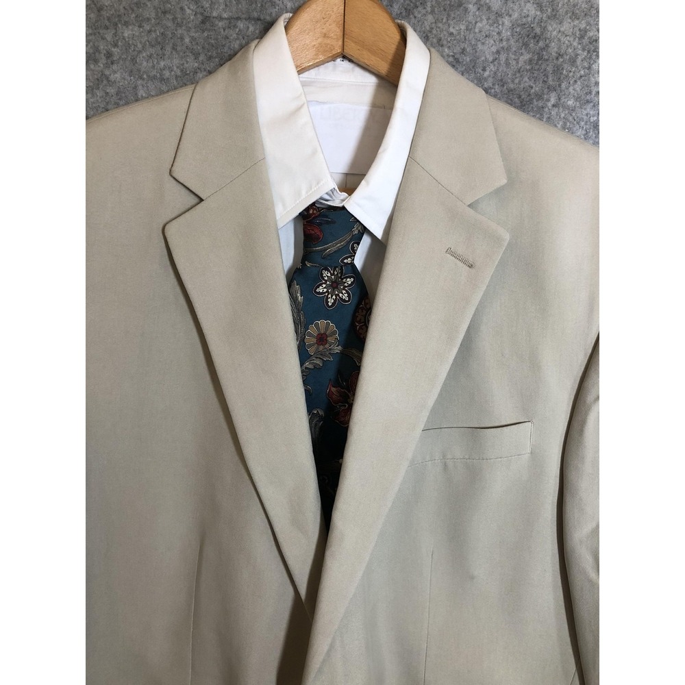 Nautica Blazer Mens 44L Beige Tan Silk Suit Coat Jacket Career Casual Classic